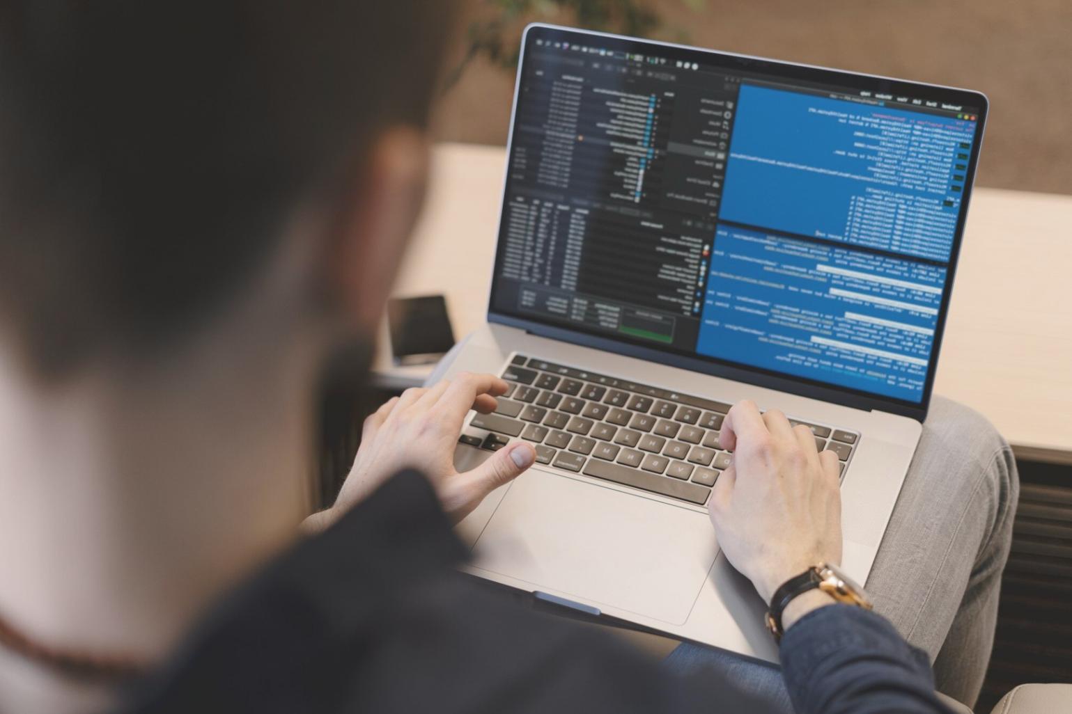 Business professional reviewing financial workflow documentation